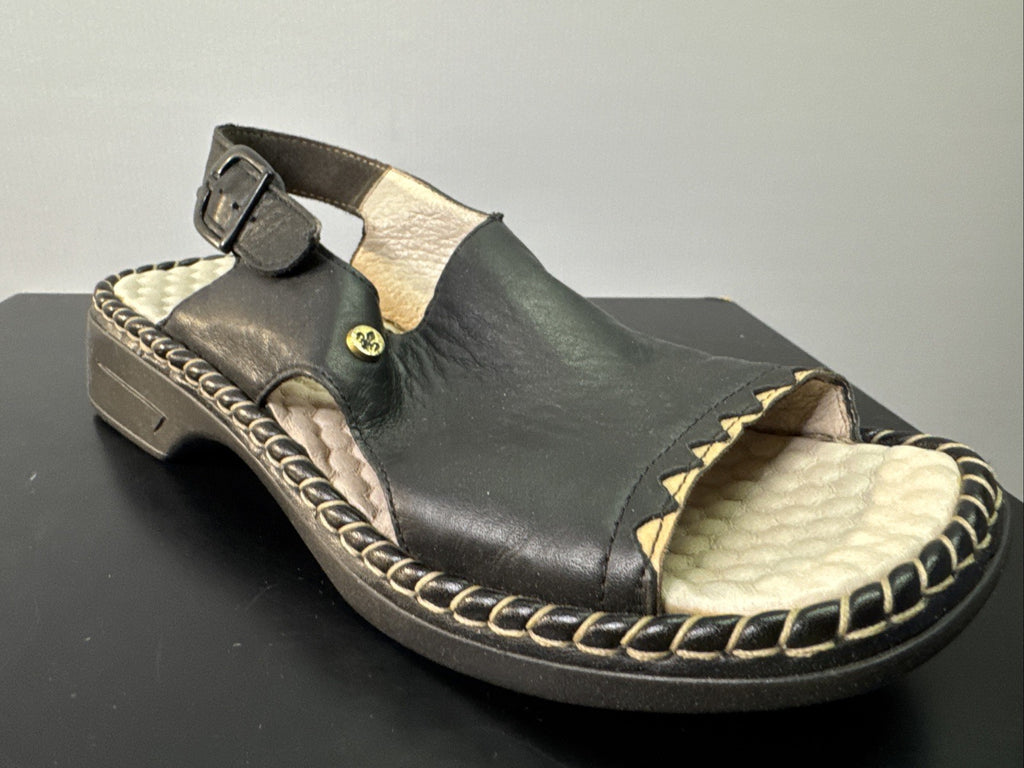 Rieker Sandale Gr. 37 Leder Slip On Schwarz