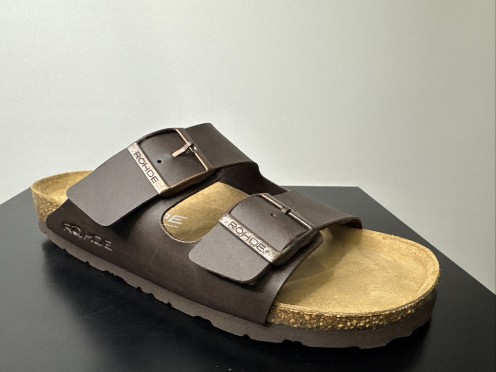 Rohde Herren Pantoletten Gr. 40 Leder Clogs Mocca 5920