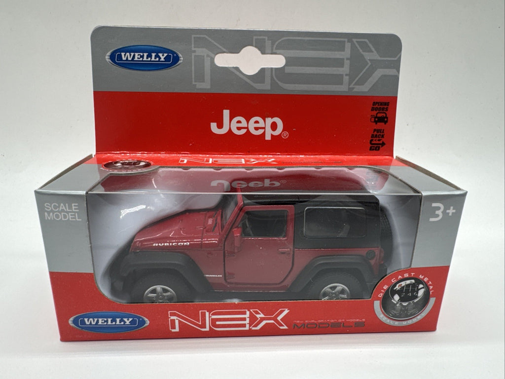 Jeep Wrangler Rubicon ca. 11,5cm rot/offen Modellauto von WELLY - Neuware