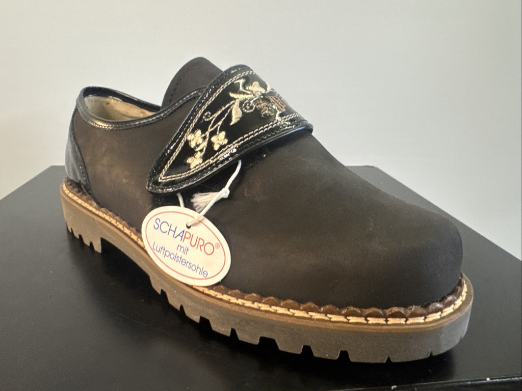 Schapuro Halbschuh Damen Gr. 4 Leder Schwarz
