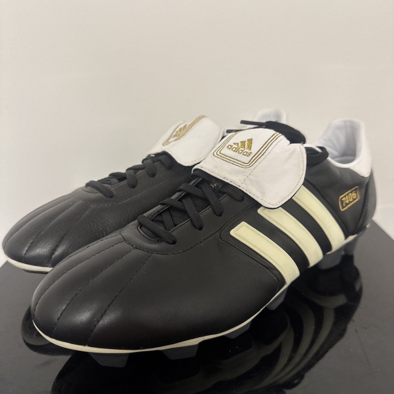 Vintage Adidas Predator 7406 FG 2005 Eur 45 1/3 UK 10.5 Schwarz