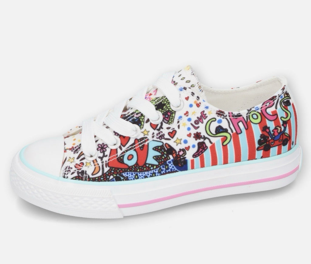 Dockers by Gerli Kinder Gr. 36 Slip-On Sneaker Blumen Halbschuh Freizeitschuh