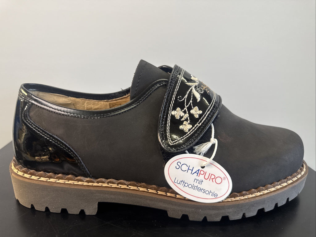 Schapuro Halbschuh Damen Gr. 4 Leder Schwarz