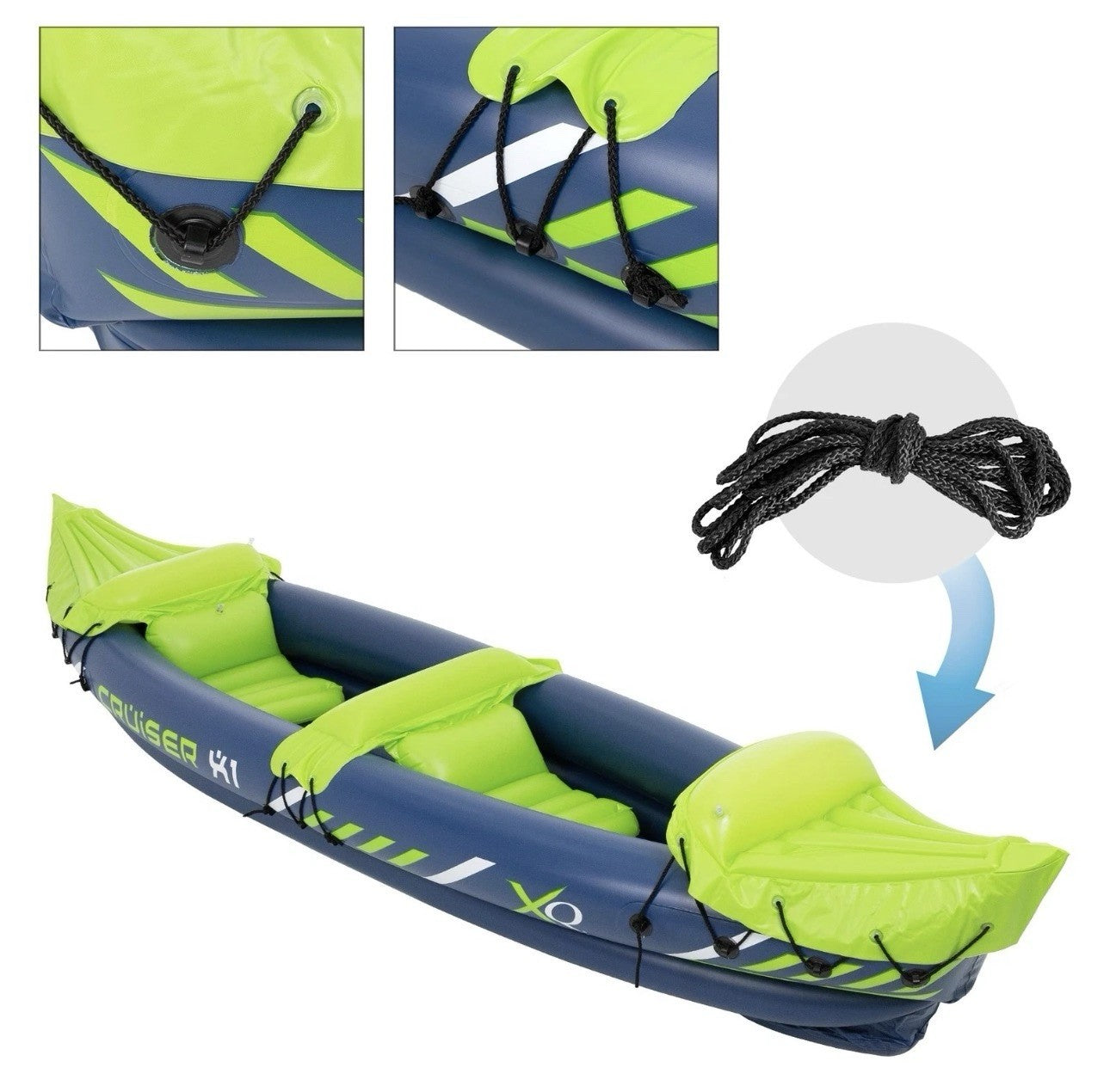 Aufblasbares  Kayak + Paddel Polypro Inflatable Kayak Freizeitkayak 2 Personen