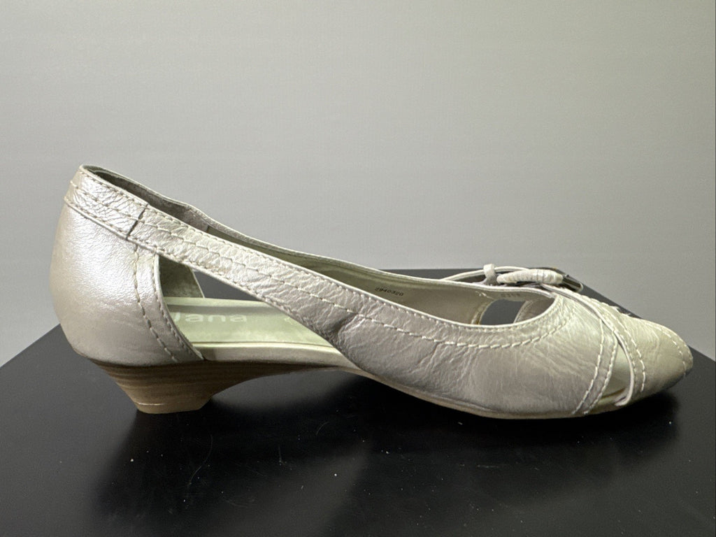 Jana Pumps  Gr. 6 Leder Weiß Damen Absatzschuh
