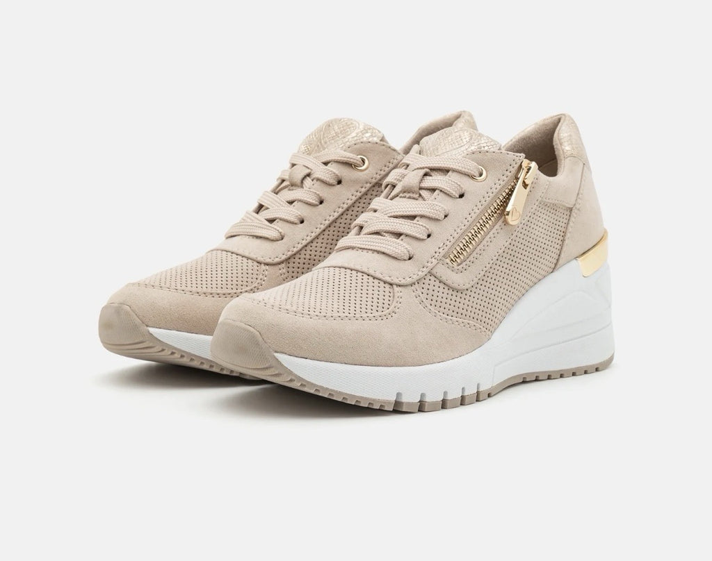 MARCO TOZZI Keilsneaker Freizeitschuh Halbschuh Schnürschuh Beige Damen - Gr. 41