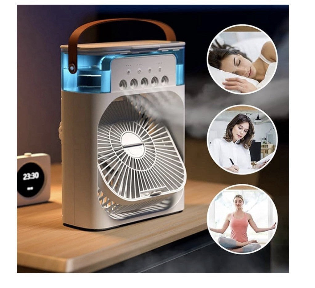 3-in-1 Portable Air Cooler Fan USB Mini Air Conditioner Humidifier LED Light