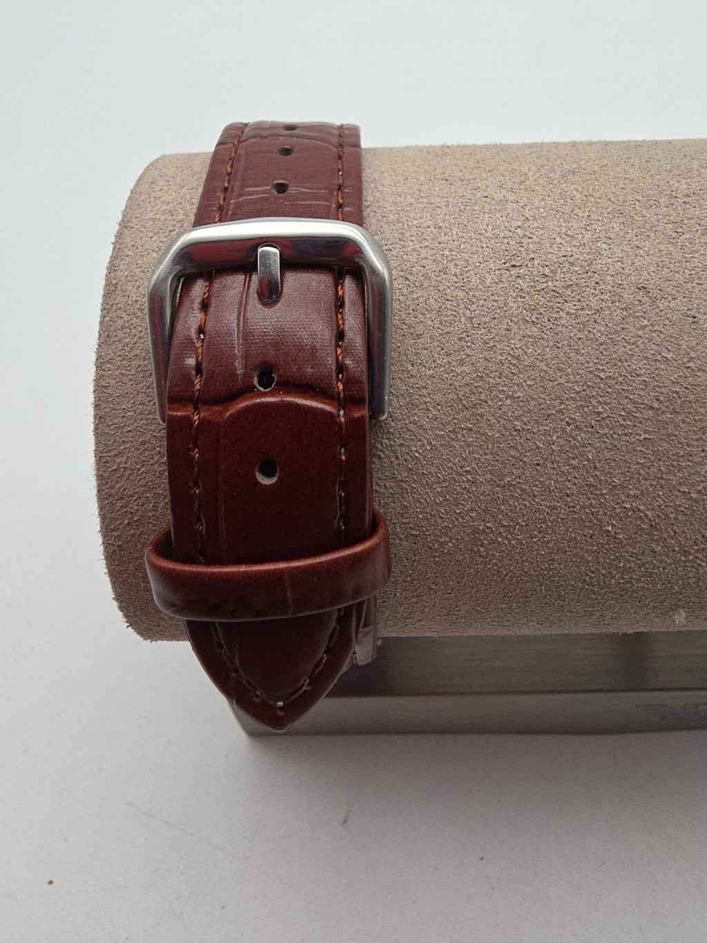Minimalistische Herrenuhr – Rot-Rosé Zifferblatt – Lederarmband – Quarz