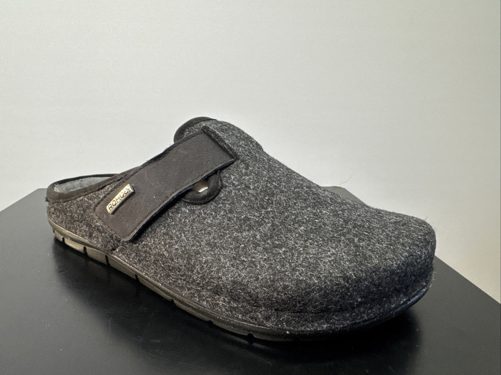 Rohde Herren Filz Pantolette Gr. 41 Schwarz Pantoffel Weite G 6741
