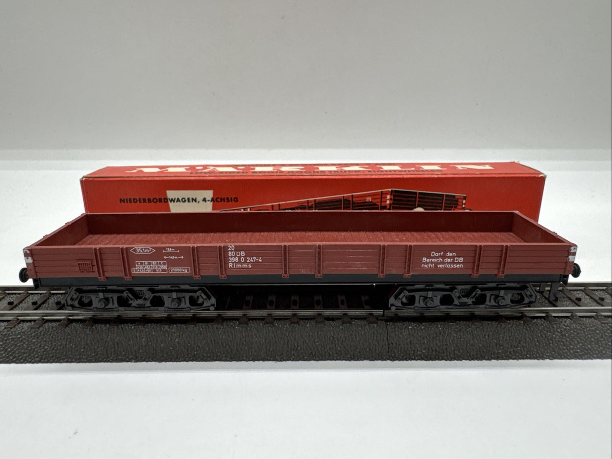 Märklin 4514 H0 DB Niederbordwagen Rlmms 4-achsig rot z.B.  OVP #144