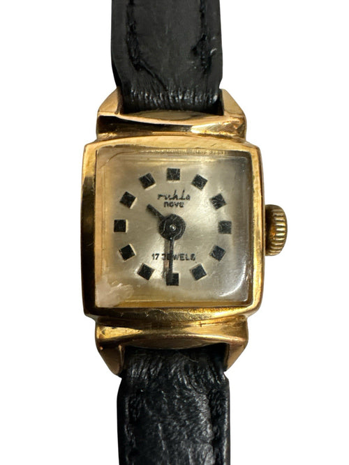 Armbanduhr Ruhla 50er Jahre Damen Handaufzug orig. Armband goldplaque