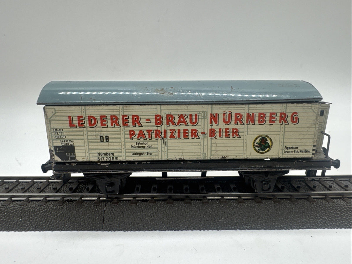 2x Trix Express H0 DC 3L 20/80 Blech Bierwagen Lederer Bräu DB #770