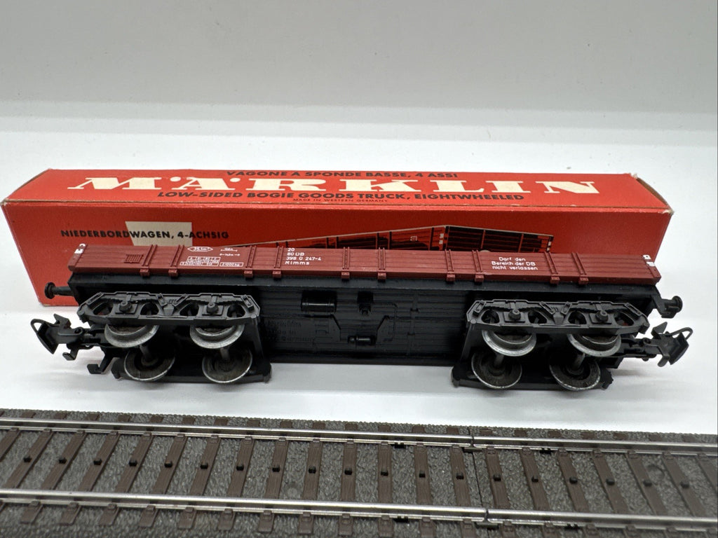 Märklin 4514 H0 DB Niederbordwagen Rlmms 4-achsig rot z.B.  OVP #144