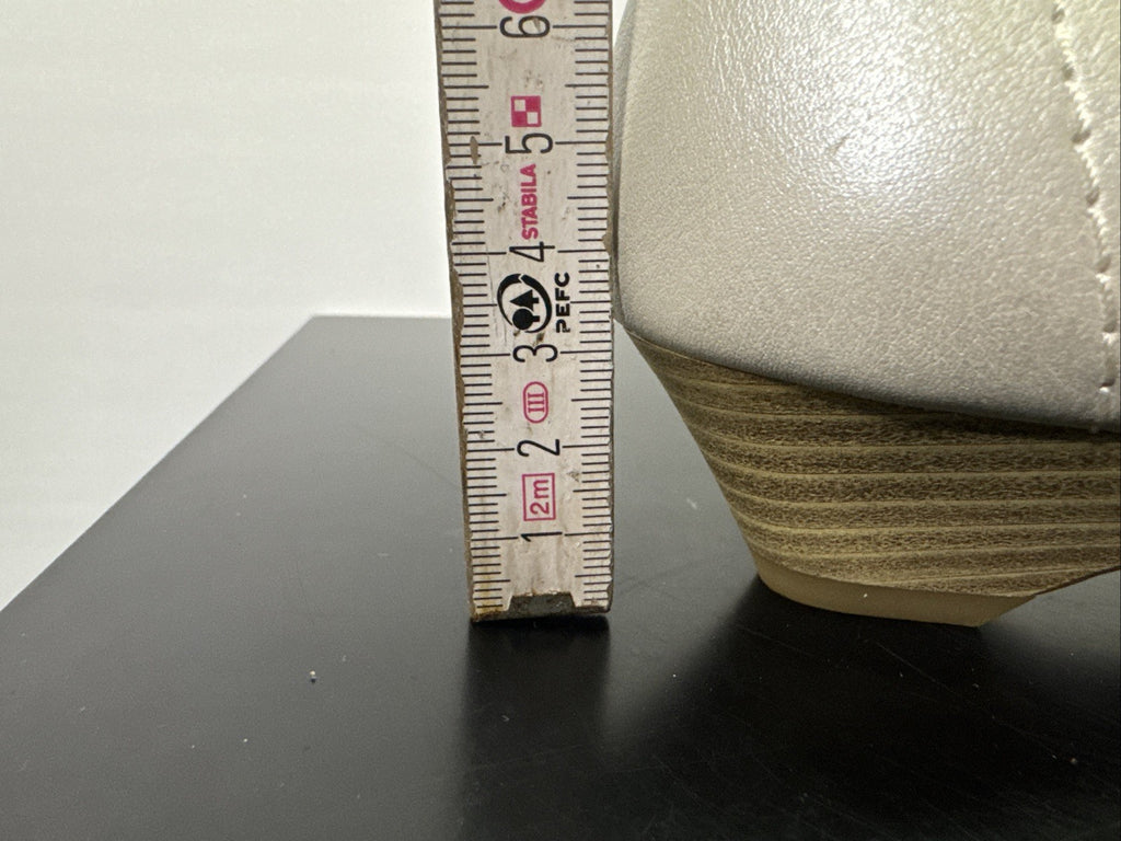 Jana Pumps  Gr. 4,5 Leder Weiß Damen Absatzschuh