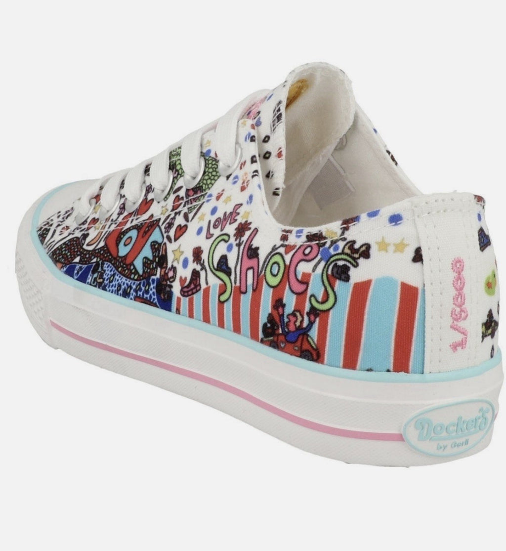 Dockers by Gerli Kinder Gr. 36 Slip-On Sneaker Blumen Halbschuh Freizeitschuh
