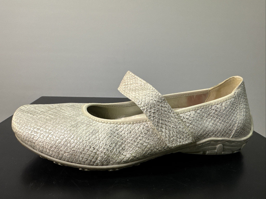 Rieker Slipper Gr. 36 Leder Weiß/Silber