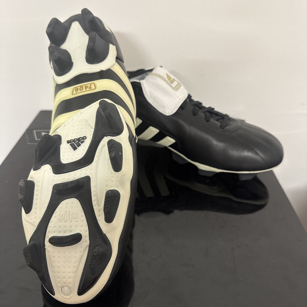 Vintage Adidas Predator 7406 FG 2005 Eur 44 UK 9.5 Schwarz