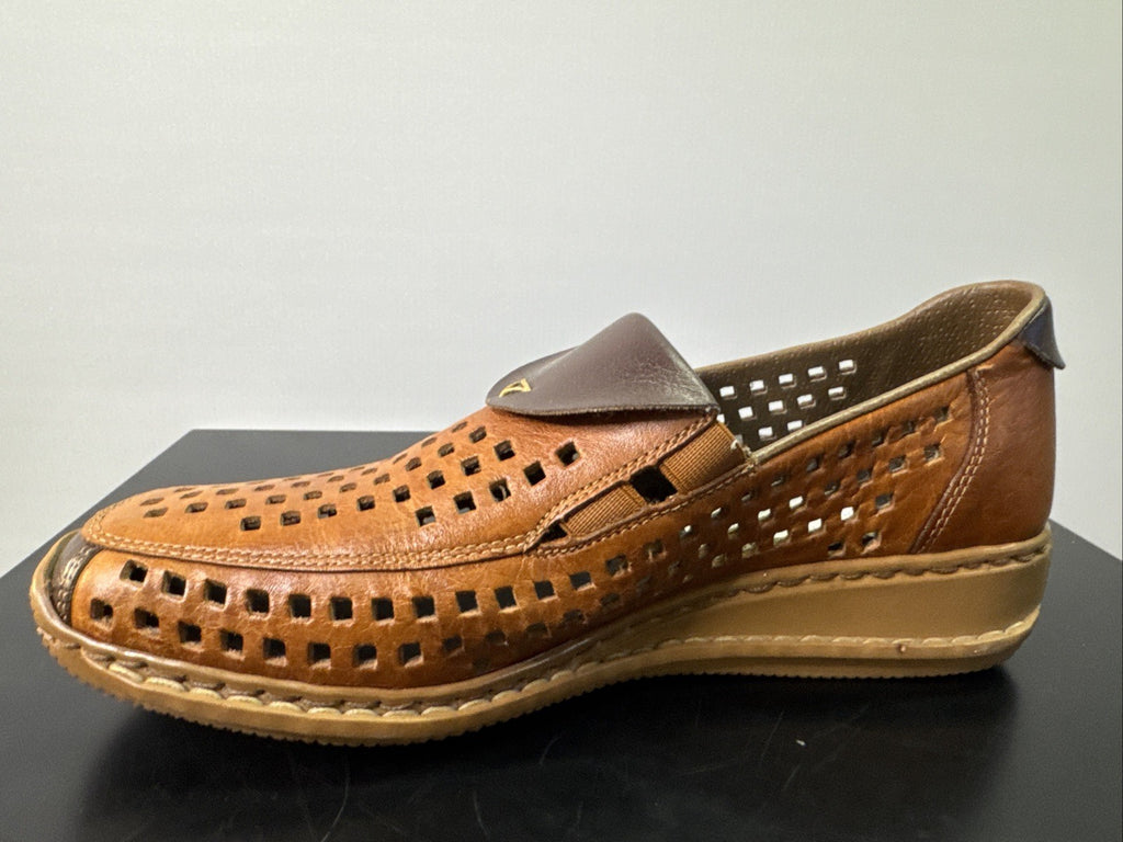 Rieker Halbschuh Gr. 36 Damen Leder Braun Slip On