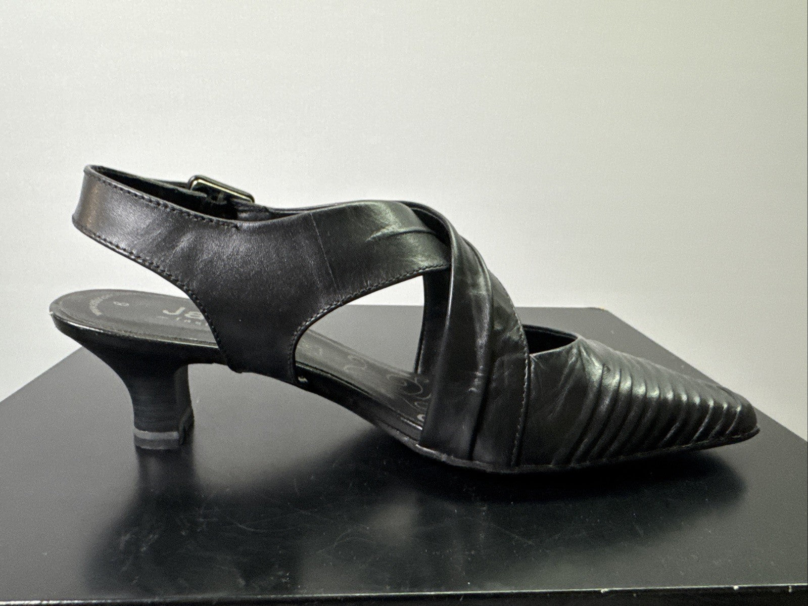 Jana Pumps  Gr. 6 Leder Schwarz Damen Absatzschuh