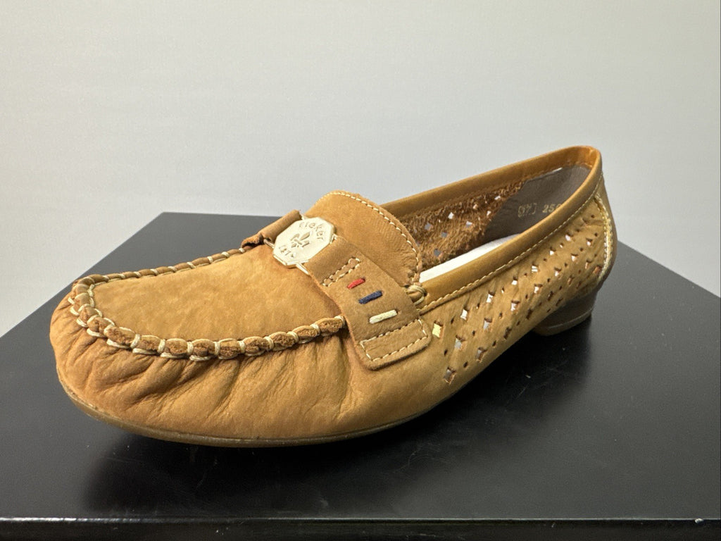 Rieker Ballerina Gr. 37 Damen Braun Leder Slip On