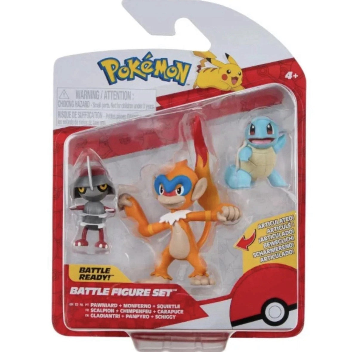 Pokémon Battle Figure Set Pawniard, Squirtle & Monferno
