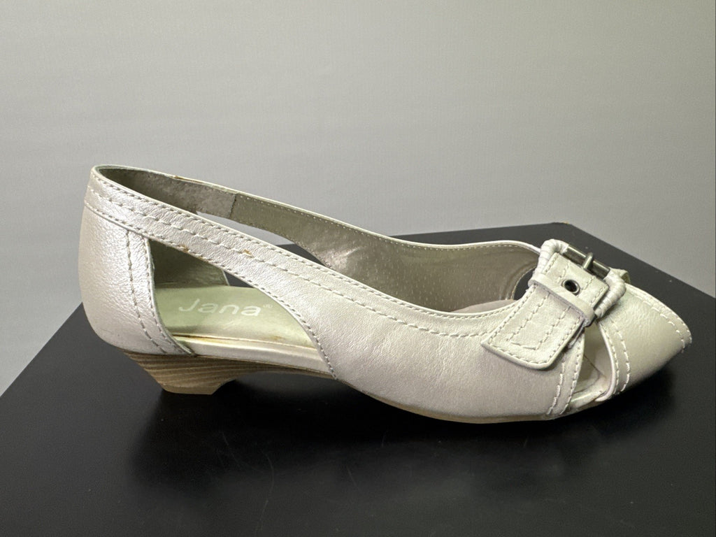 Jana Pumps Gr. 4 Leder Weiß 