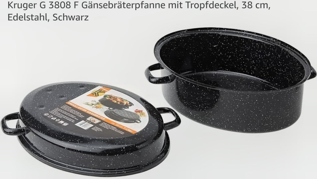 Krüger Emaillierter Gänsebräter - 7L/38cm, Schwarz (253319)