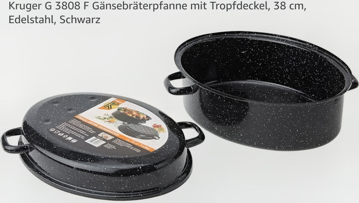 Krüger Emaillierter Gänsebräter - 7L/38cm, Schwarz (253319)