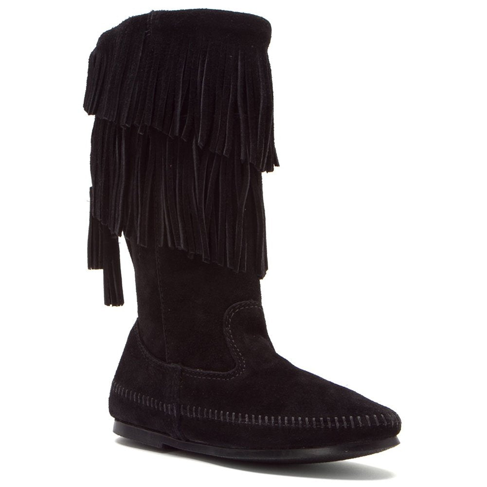 Minnetonka Damen Calf Hi 2-Layer Fringe Boot Mokassin Stiefel
