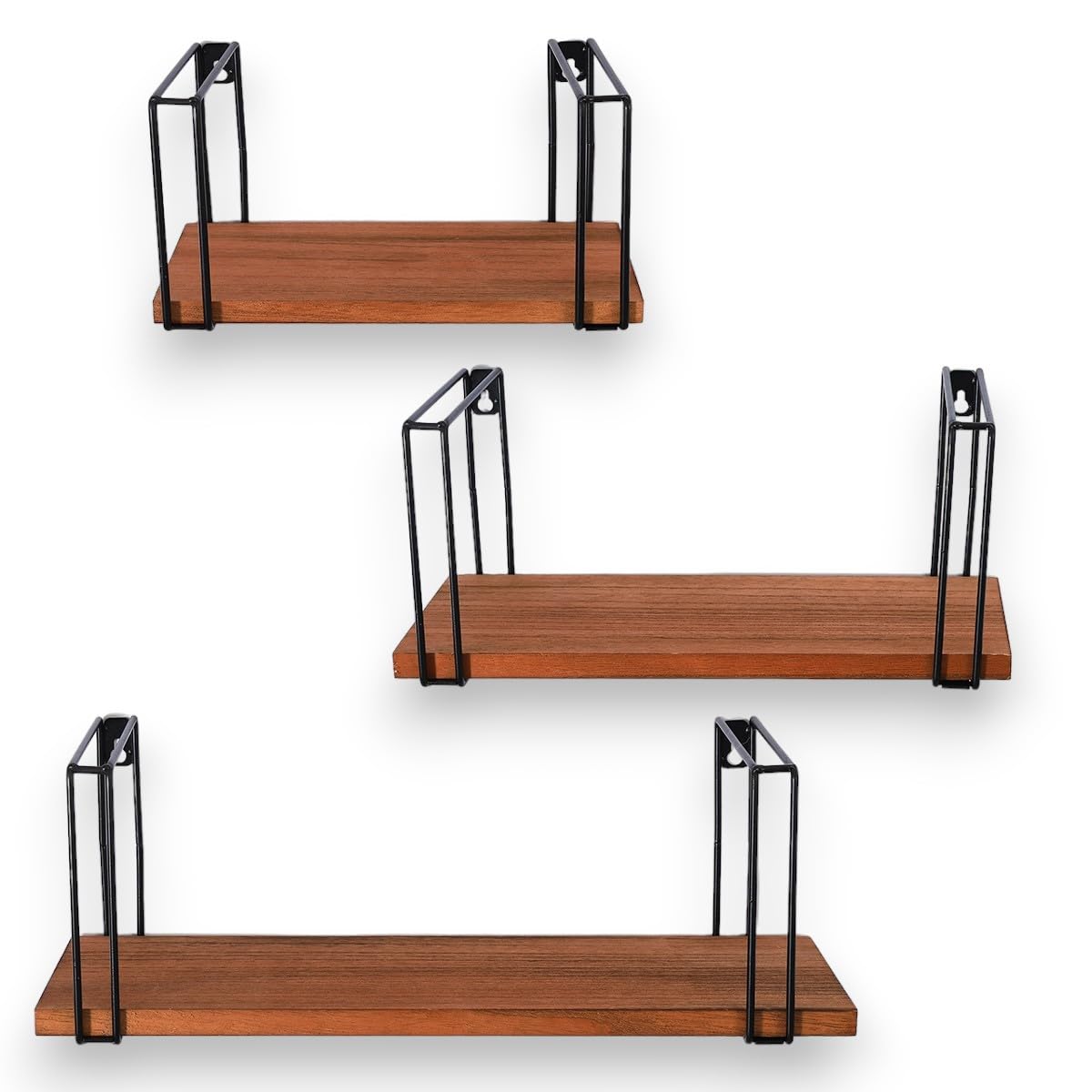 Coradoma Wandregal 3er Set Braun - Hängeregal für Deko Wohnzimmer Modern 43/33/23cm | Gewürzregal Bücherregal Küchenregal | Schweberegal zur Dekoration Zimmer Aesthetic Wanddeko