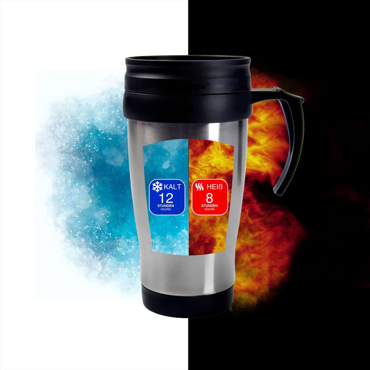 GOODS+GADGETS® Thermobecher mit Henkel 400 ml - Edelstahl Isolierbecher
