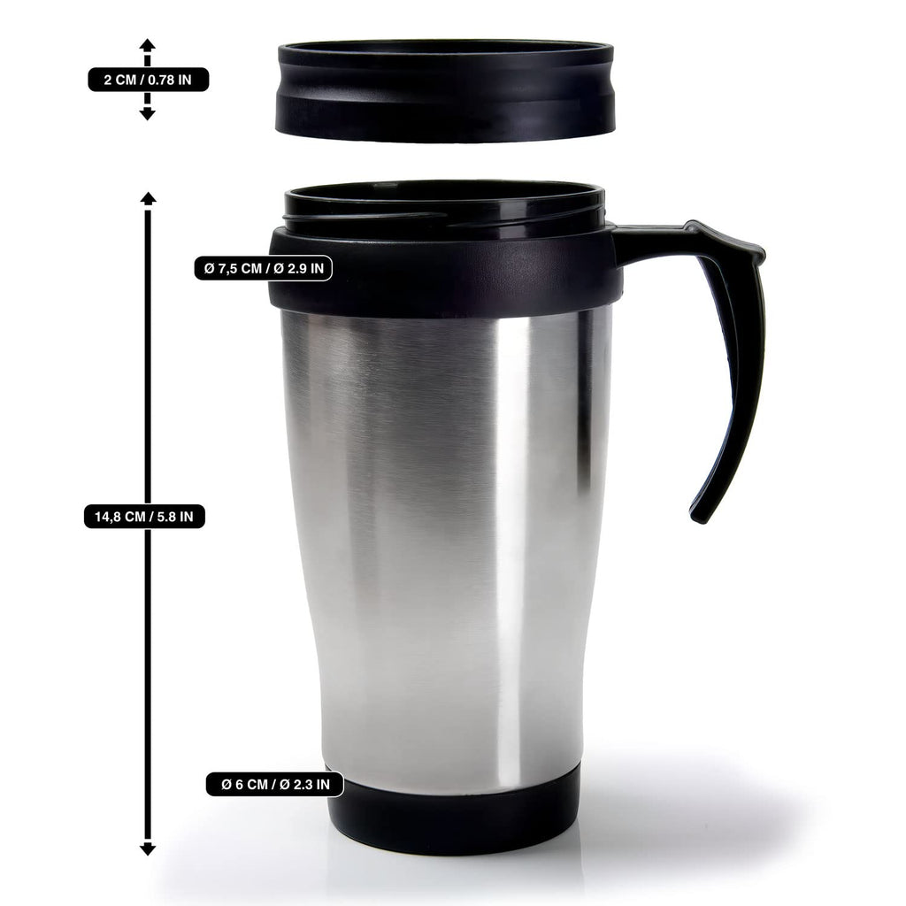 GOODS+GADGETS® Thermobecher mit Henkel 400 ml - Edelstahl Isolierbecher