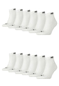 PUMA Unisex Quarter Socken Sneaker im Retro Design knöchelhoch für Damen Herren 12er Pack