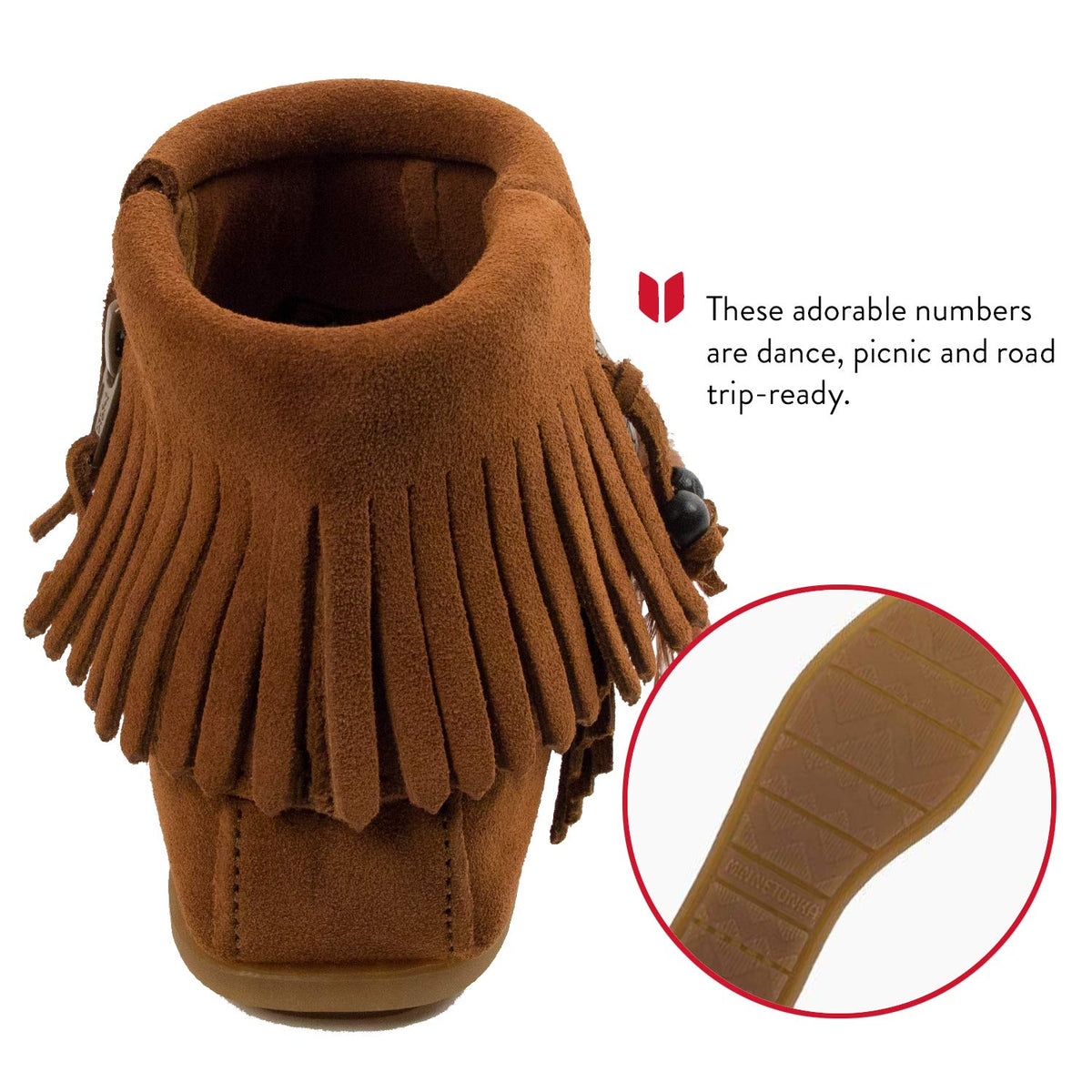 Minnetonka Concho/Feather Side Zip Boot 522 Damen Fashion Halbstiefel & Stiefeletten