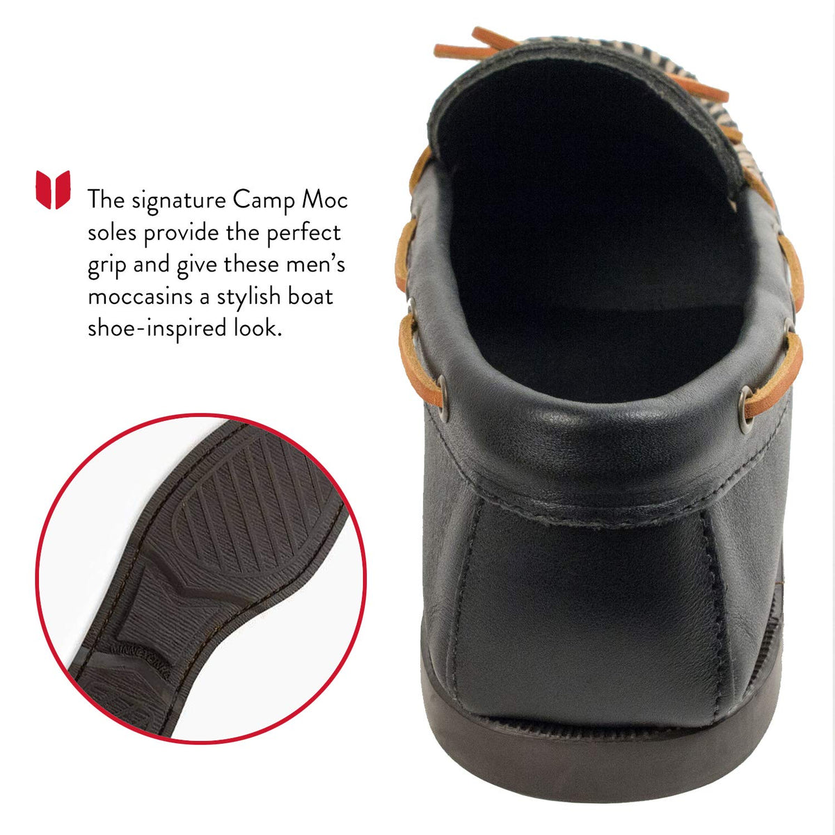Minnetonka Men's Classic Camp Moccasin,Black,8.5 W US