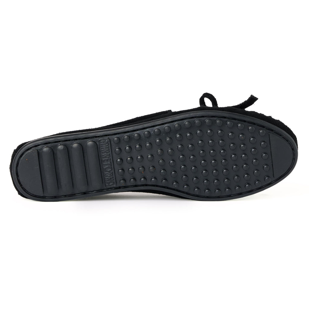Minnetonka Damen Kilty Suede Moc Mokassin, Schwarz