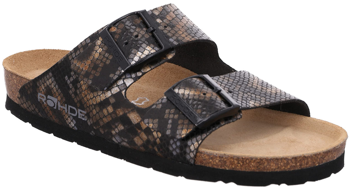 Rohde Damen Schuhe Pantoletten Keilabsatz Clogs Alba 5579, Größe:38 EU, Farbe:Braun