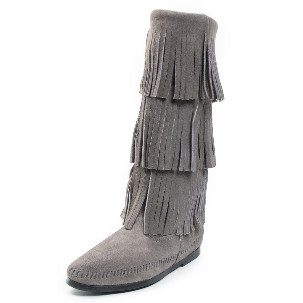 Minnetonka 3-Layer Fringe Boot Damen Langschaft Mokassin Boots