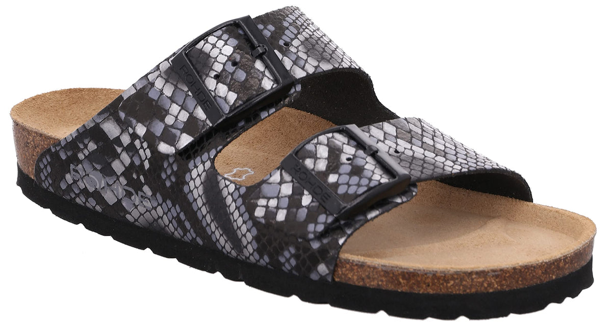 Rohde Damen Schuhe Pantoletten Keilabsatz Clogs Alba 5579, Größe:41 EU, Farbe:Silber