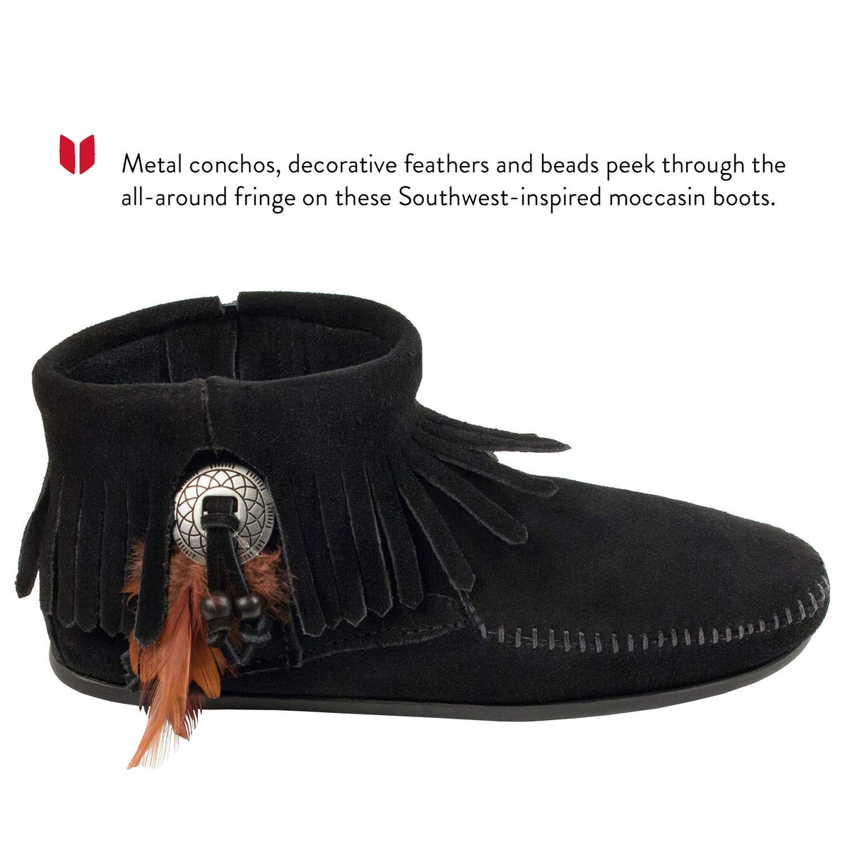 Minnetonka Damen Concho/Feather Side Zip Boot Bootsschuh