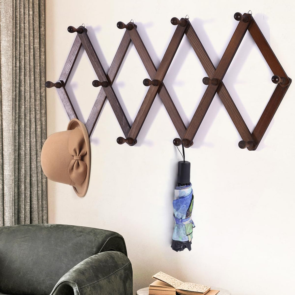 Coradoma Garderobenleiste ausziehbar bis 140cm Weiß Holz | Jackenhalterung Jackenständer Wandgarderobe faltbar | Kleiderständer für die Wand, Garderobenstange Kleiderstange für Garderobe