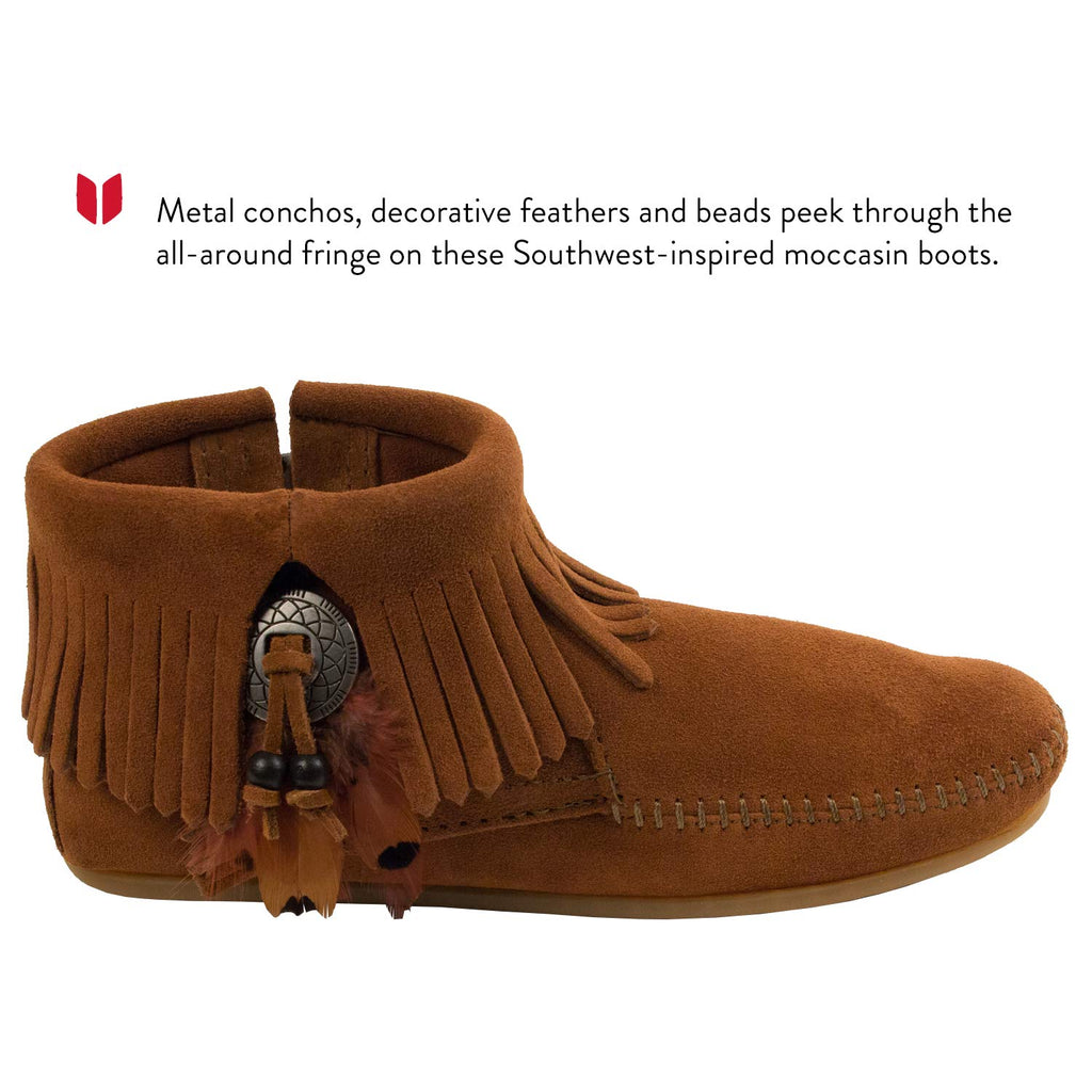 Minnetonka Damen Concho/Feather Side Zip Boot Bootsschuh