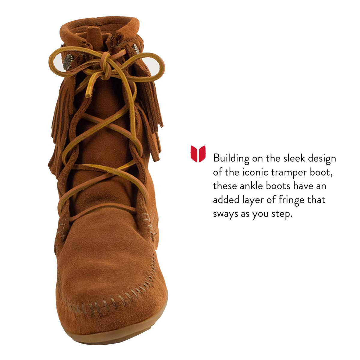 Minnetonka Double Fringe Tramper Damen Kurzschaft Mokassin Boots