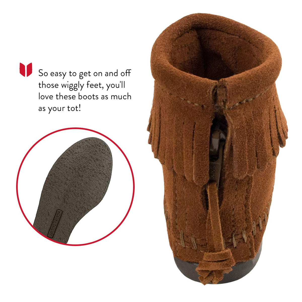 Minnetonka Back Zipper Boot 2282 Unisex - Kinder Stiefel