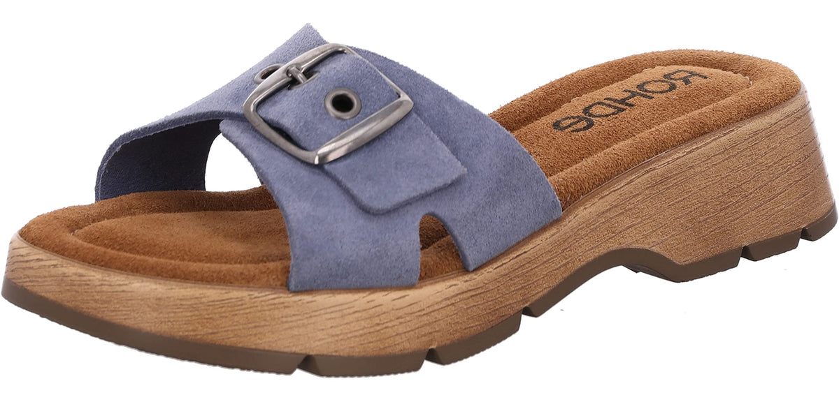 Rohde Damen Clogs Pantoletten Keilabsatz Licata 6260, Größe:42 EU, Farbe:Blau