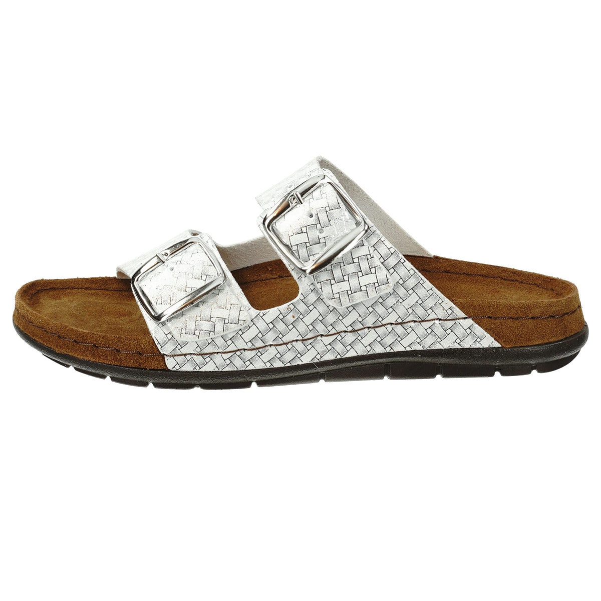 Rohde Damen, Frauen, Klassische Sandalen, Sandalen,Pantoletten,Sommerschuhe,Hausschuhe,Leder-fußbett,Silber,36 EU / 3.5 UK