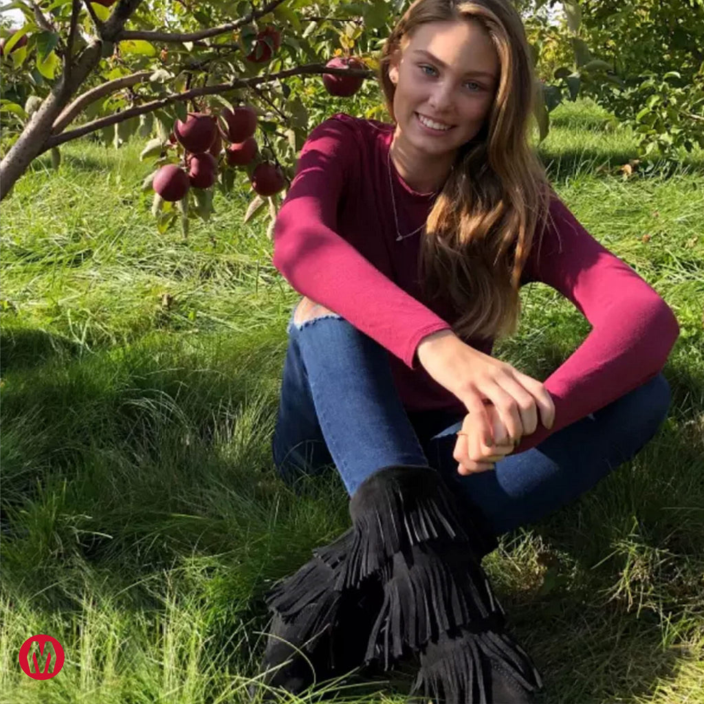 Minnetonka 3-Layer Fringe Boot Damen Langschaft Mokassin Boots