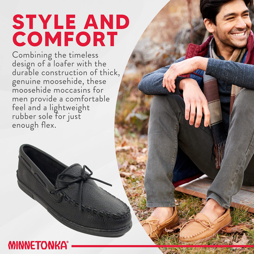 Minnetonka Herren Moosehide Classic Mocassins, Schwarz, 39 2/3 EU