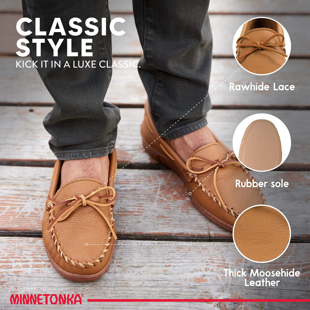 Minnetonka Herren Moosehide Classic Mocassins, Schwarz, 39 2/3 EU
