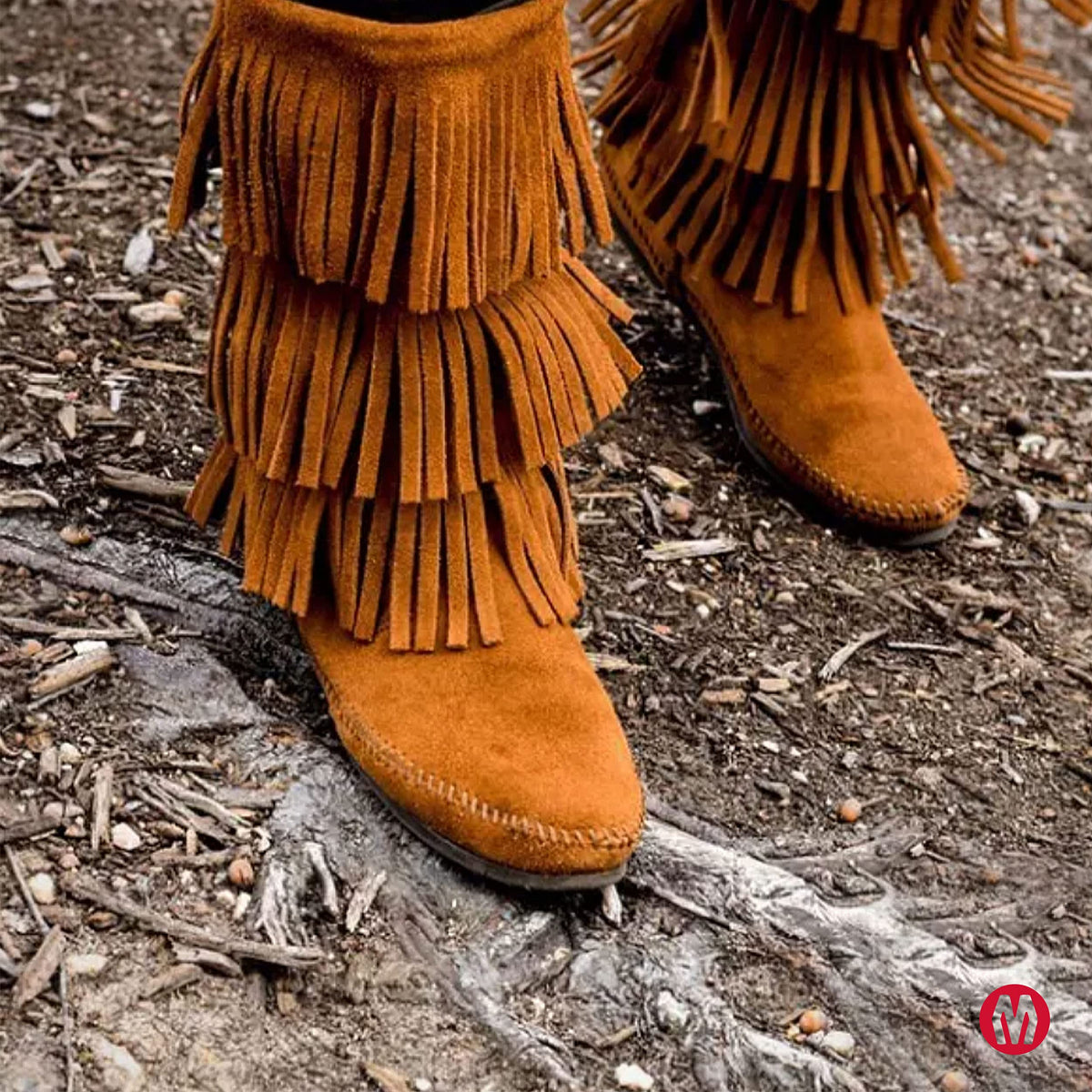 Minnetonka 3-Layer Fringe Boot Damen Langschaft Mokassin Boots